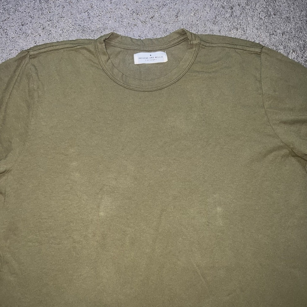 Imogene and Willie Shirt Women 2XL Olive Green Faded Wash Slim Fit Made In USA